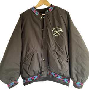 Vintage King Louie Bomber Jacket | Ironworkers Local 29 | Aztec Trim | Size L